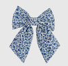 Blue and White Floral Bow
